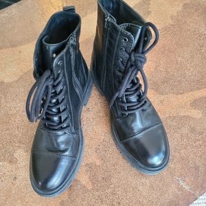 Aldo black leather combat boots, 8.5